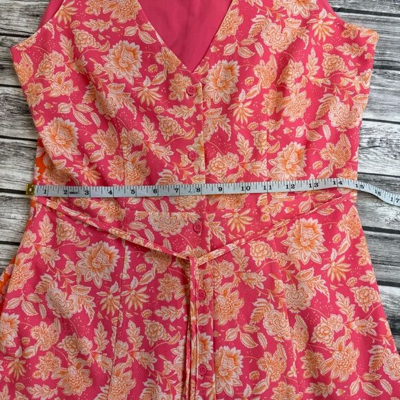 French Connection Women's Cossette Vero Crepe Midi Dress 6 Pink Orange White - Picture 11 of 15